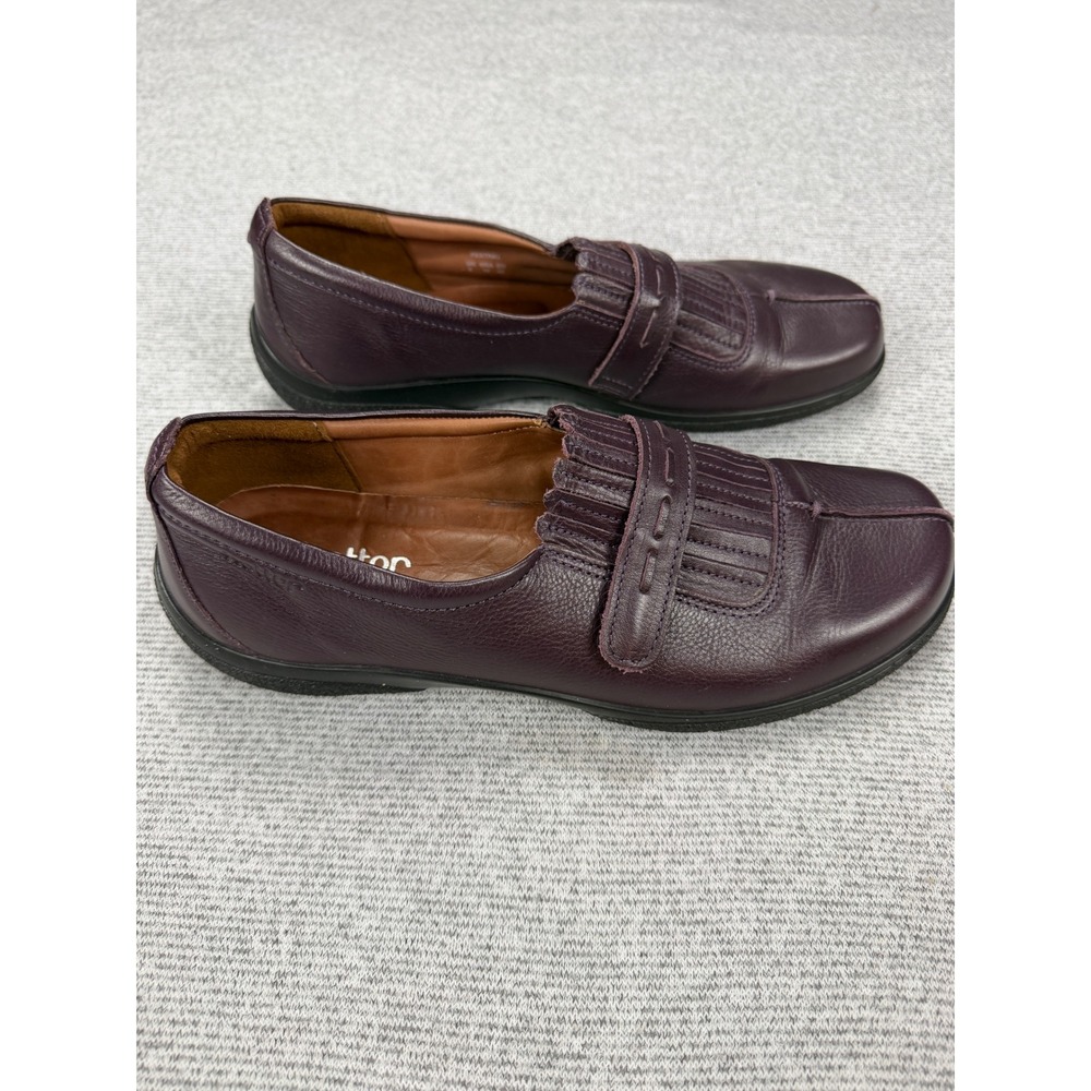 Hotter Festival Plum Purple Leather Kiltie Fringe Loafers Women 10 Comfort Shoes